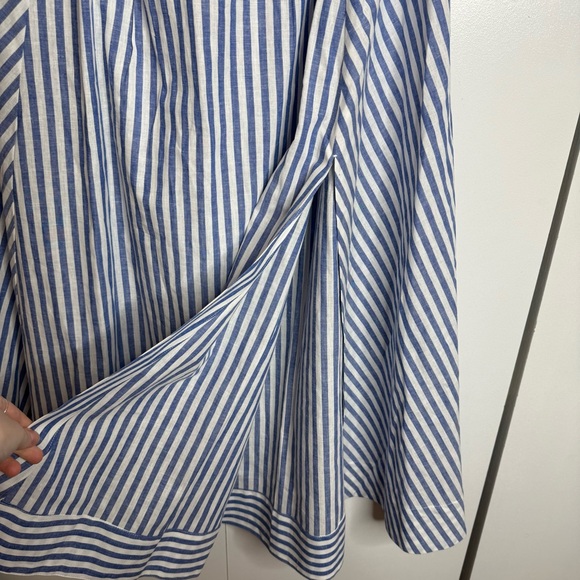 Sézane Blue White Striped Linen Cotton Maxi Skirt with Slit NWT US 6 - Picture 8 of 12